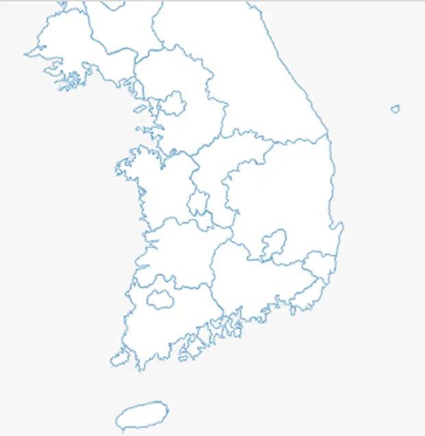 대한민국 지도 — 경인·중부·영남·호남 사업소 위치